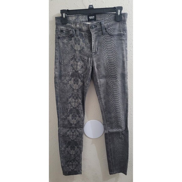 HUDSON Nico Midrise Super Skinny Gray Snake Print Jeans Sz 26 - Picture 1 of 7
